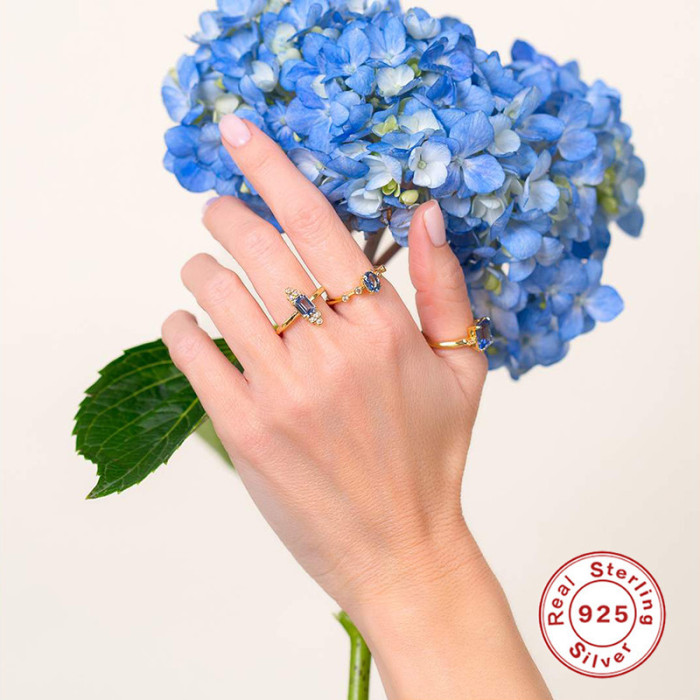 S925 Sterling Silver High-End Inlaid Diamond Gemstone Opal CANNES Ring French Style Adjustable Index Finger Ring