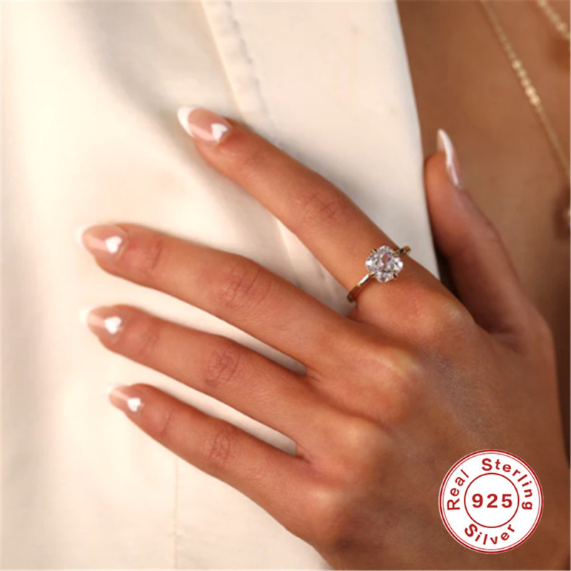 S925 Sterling Silver Luxurious Ultra Sparkling Zirconia Ring European and American French Style INS Elegant Fashion Ring