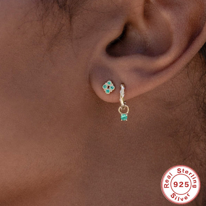 S925 Sterling Silver Classic Hoop Earrings Ear Cuffs European and American Trend Ins Minimalist Style Personality Colorful Diamond Earrings Ear Jewelry