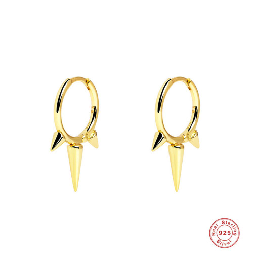S925 Sterling Silver Geometric Smooth Stud Circle Earrings European and American Trendy Personality Versatile INS Hoop Earrings