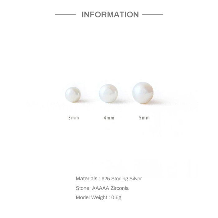 European and American Fashion S925 Sterling Silver Three-Piece Pearl Earrings Set Platinum Plated Earrings for Women Noble and Elegant Gift