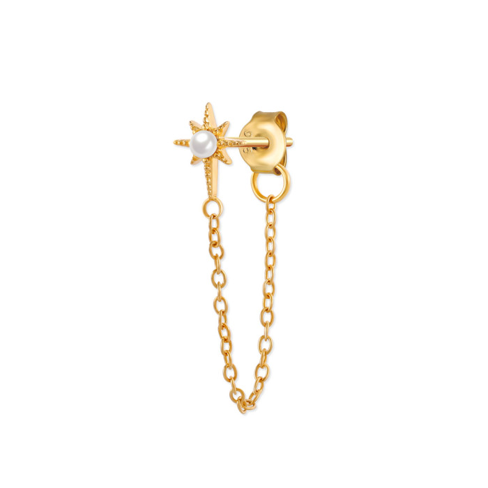 S925 Sterling Silver Single Tassel Earrings Fashion Simple Versatile Stone-Studded Ear Clips Ear Lines Factory Dire...