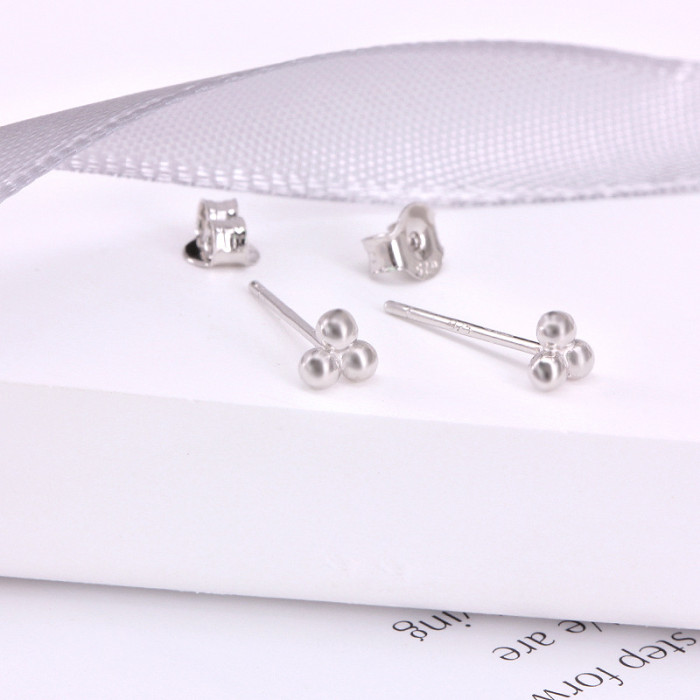 S925 Sterling Silver Three Ball Stud Earrings Exclusive Small Dot Earrings Cartilage Spiral Piercing Ear Jewelry Ins...