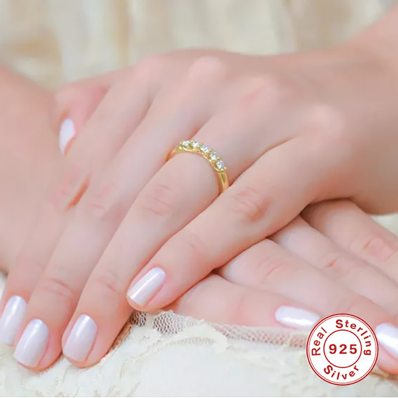 S925 Sterling Silver Classic Single Row Diamond Fashion Wedding Ring Korean and Japanese Style Socialite Minimalist Luxury Niche Index Finger Ring