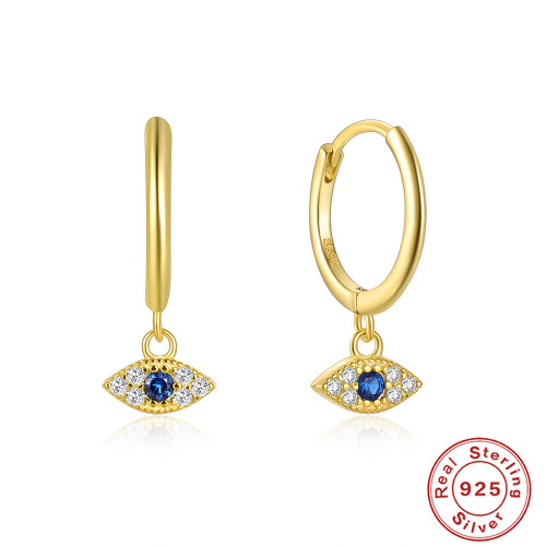 S925 Sterling Silver Devil's Eye Earrings European and American Best Selling Fashion Retro Blue Eyes Earrings Earrings Trendy Ear Accessories