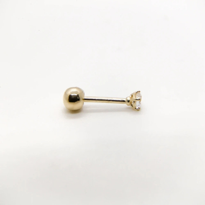 S925 Sterling Silver Four-Prong Zircon Screw Earrings European and American Fashion Ins Style Body Piercing Round Bead Ear Bone Stud Jewelry