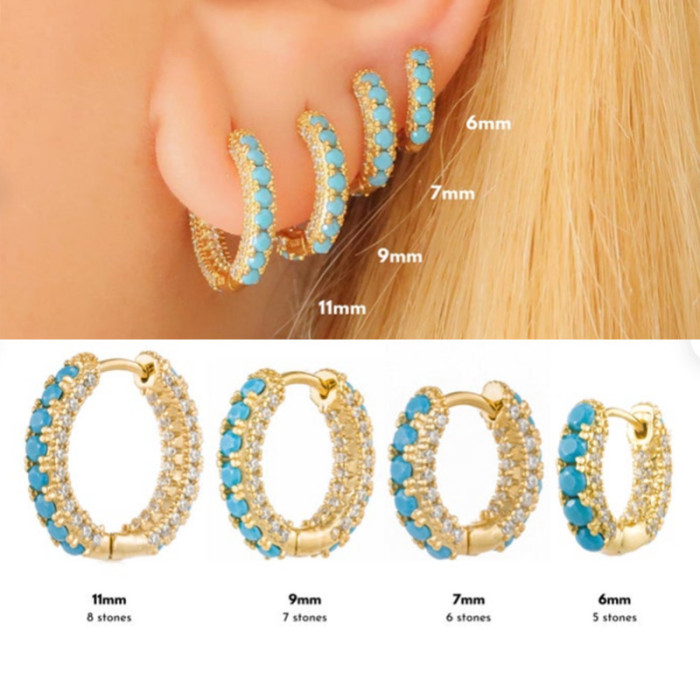 European and American Cross-Border Hot-Selling Round Micro-Inlaid Zircon Trendy Ear Cuffs Ear Hoops Ear Jewelry INS Super Sparkling Multi-Diamond Earrings Accessories