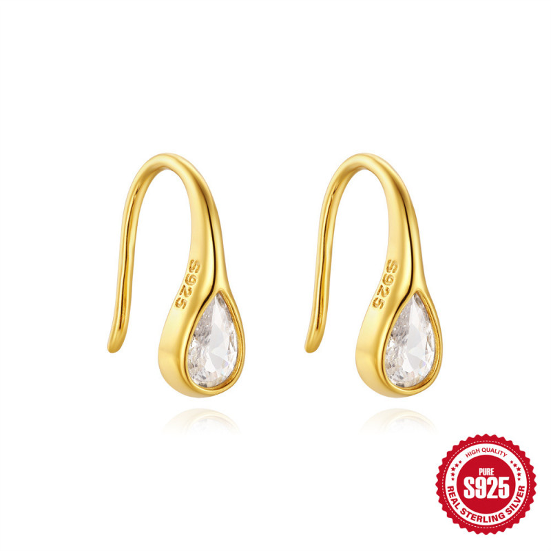 925 Sterling Silver Horse Eye Inlaid Diamond Fashion Ear Clip Earrings Women's European and American Cross-Border Hot-Selling Classic U-Shaped Earrings Accessories