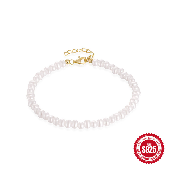 S925 Sterling Silver Baroque Design Imitation Pearl Bracelet INS Style High-end Light Luxury Jewelry Bracelet in Stock