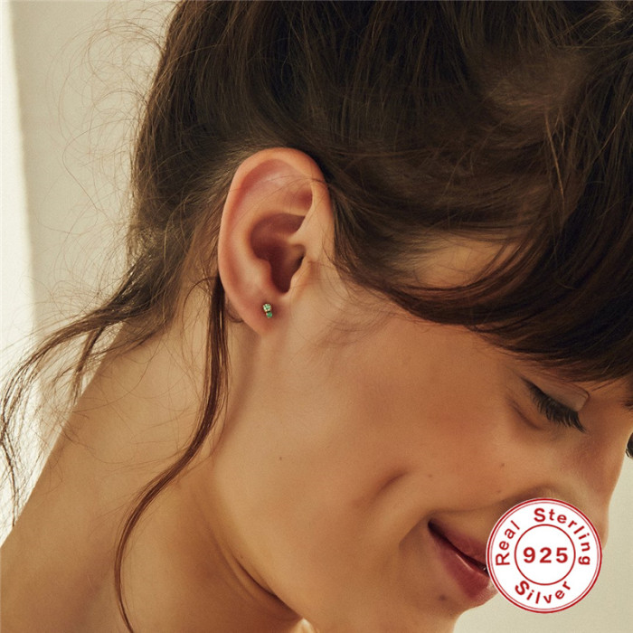 S925 Sterling Silver Asymmetric Chain Tassel Diamond Stud Earrings Hoop Earrings Cross-Border Hot-Selling Creative Earrings Set