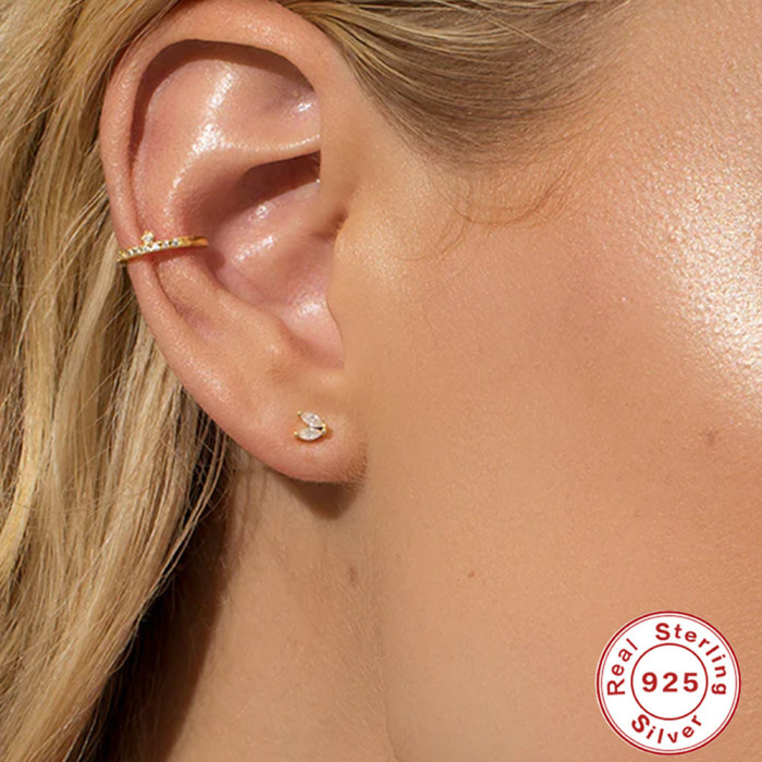 S925 Sterling Silver Minimalist Fashion Pave No Piercing Ear Clip Earrings AliExpress Cross-Border Hot Selling Diamond-Studded Elegant Earrings