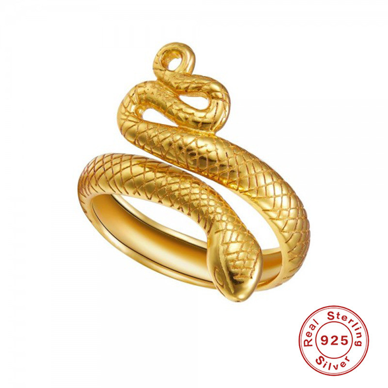 S925 Sterling Silver Open Snake Ring European and American Hot Selling Trendy Creative INS Snake Shape Ring Open Ring Jewelry