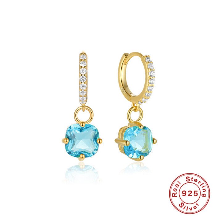 S925 Sterling Silver Hand-Cut Round Zircon Earrings Hoop European and American French Style Super Sparkling Inlaid Diamond Light Luxury Earrings for Women