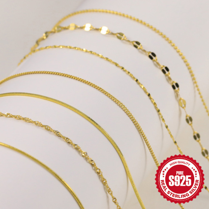 Authentic S925 Sterling Silver 40cm / 45cm Wave Snake Bead Chain Women's Chain Style Hot Selling DIY Necklace
