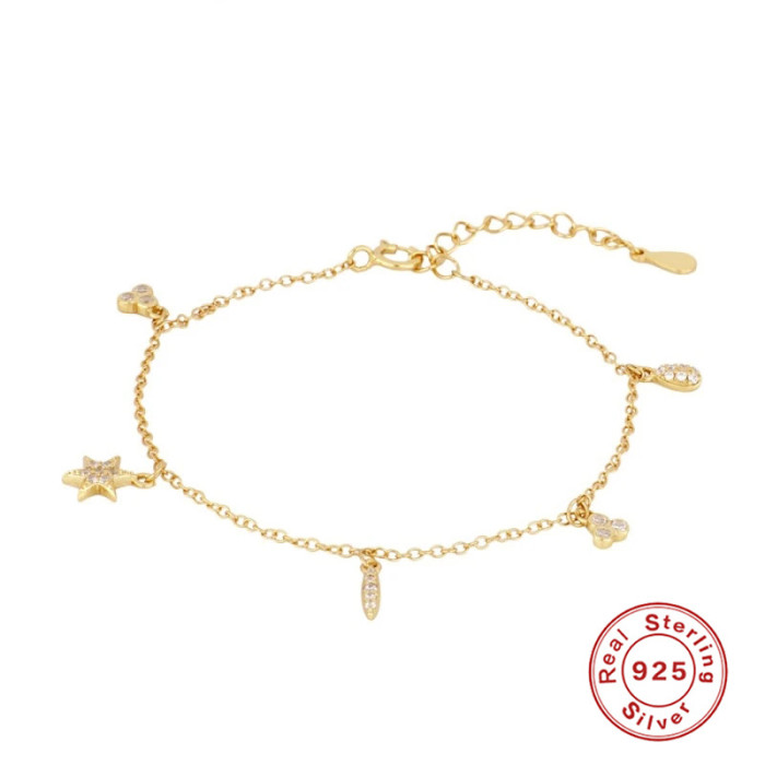 S925 Sterling Silver Exquisite Star Geometric Small Accessories Combination Bracelet Bracelet Trendy Elegant Internet...