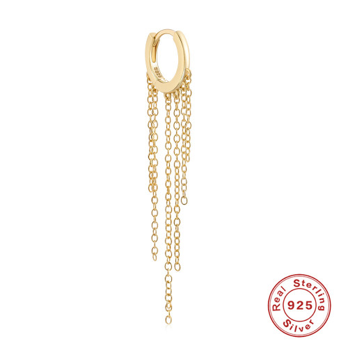 S925 Sterling Silver Classic Hoop Tassel Chain Versatile Fashion Earrings Ear Clips European and American Style Personality INS Earrings