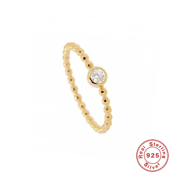 S925 Pure Single Diamond White Diamond Circle Ring Women's Trendy Jewelry Cross-Border Hot Selling Ins Style Light Luxury Ring
