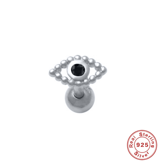 S925 Sterling Silver Bohemian Tassel Eye Piercing Jewelry European and American Threaded Earrings Elegant Ear Bone Stud Earrings for Women