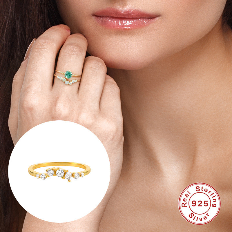 S925 Sterling Silver Egg-Shaped Diamond-Studded Wedding Ring European and American Best-Selling Fashion Simple Ins Geometric Trendy Ring Jewelry
