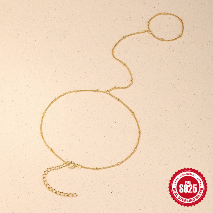 S925 Sterling Silver Minimalist Small Gold Bead Toe Chain Anklet Korean Style Internet Celebrity Niche Design INS Personality Foot Jewelry