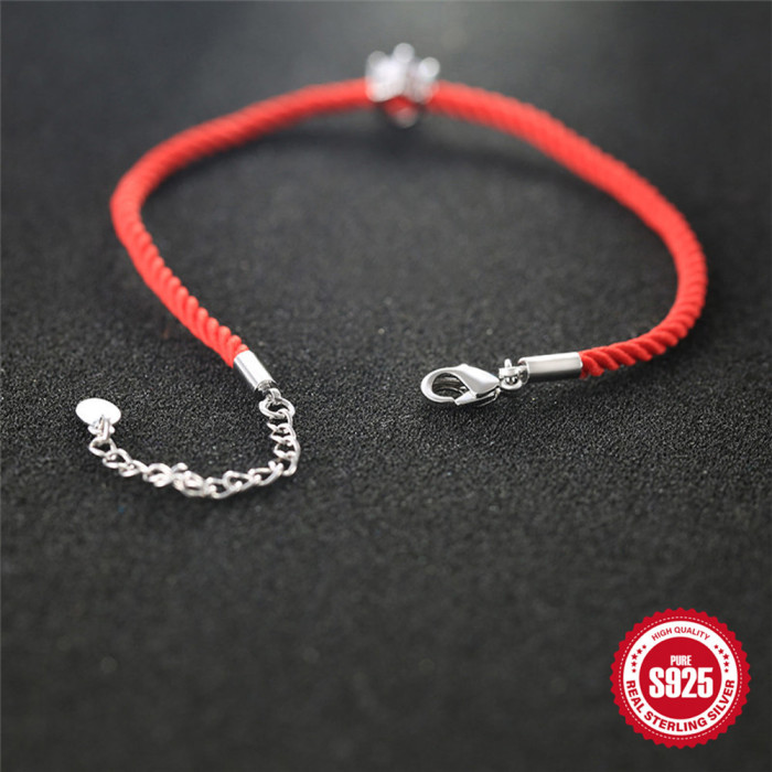 Classic Simple 925 Sterling Silver Couple Bracelet Single Stone-Inlaid Bracelet Suitable for Daily Wear Qixi Festiv...