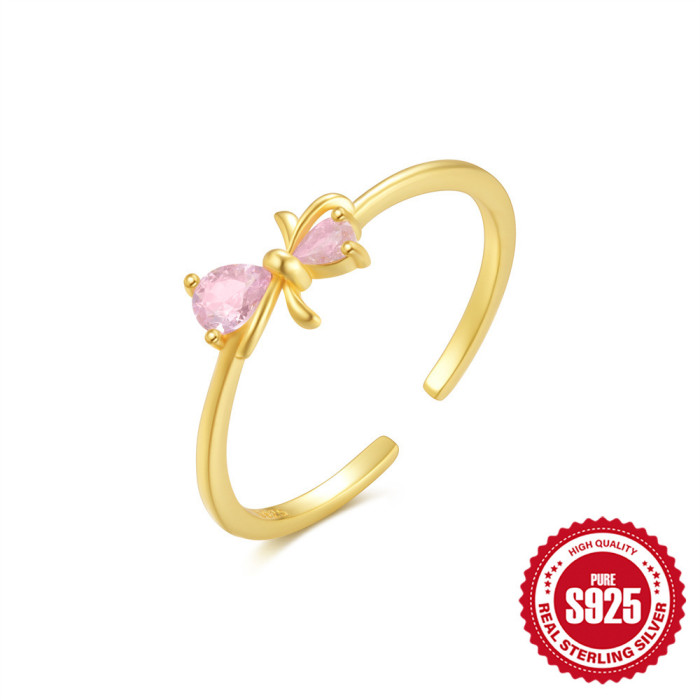 S925 Sterling Silver Light Luxury Ring Micro Inlaid Colorful Diamond Ring New Double Layer Design Sense Strong Open Ring