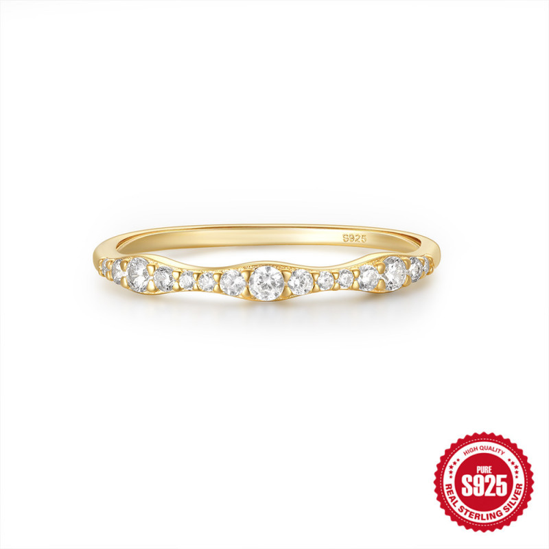 S925 Sterling Silver Single Row Spacer Size Diamond Engagement Ring European and American Hot Selling Elegant INS High-end Index Finger Ring