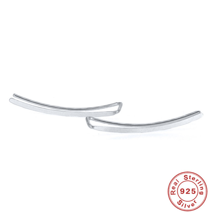 S925 Sterling Silver INS Minimalist Line Personality Ear Hook Earrings Studs Fashionable Bestselling Versatile Earrings Ear Clips