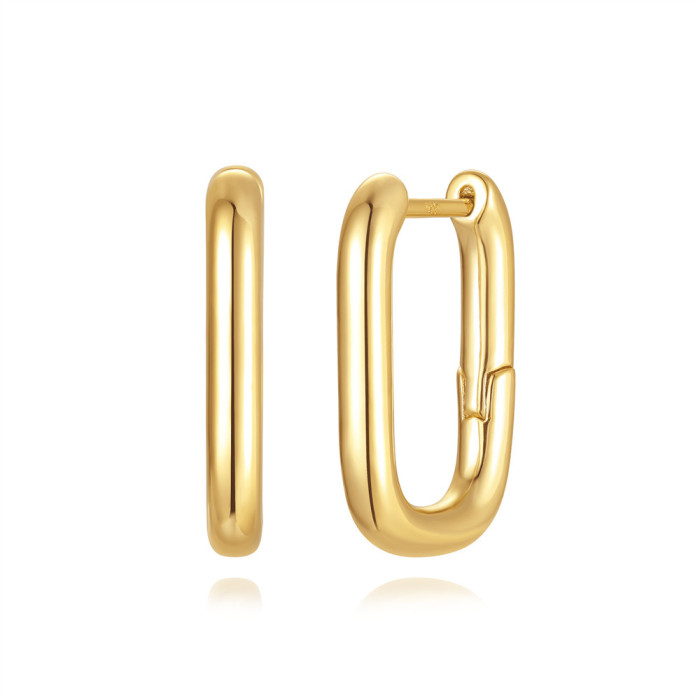 New Brass Stone-Inlaid Hoop Earrings Hot-Selling Personality INS Minimalist Exaggerated Earrings Jewelry