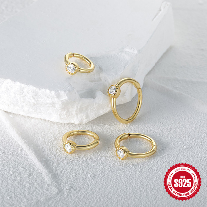 S925 Sterling Silver Single Diamond Soft Bone Ear Hoop Ear Clip European and American Hot Selling Creative Personality Trendy INS Earrings Ear Jewelry