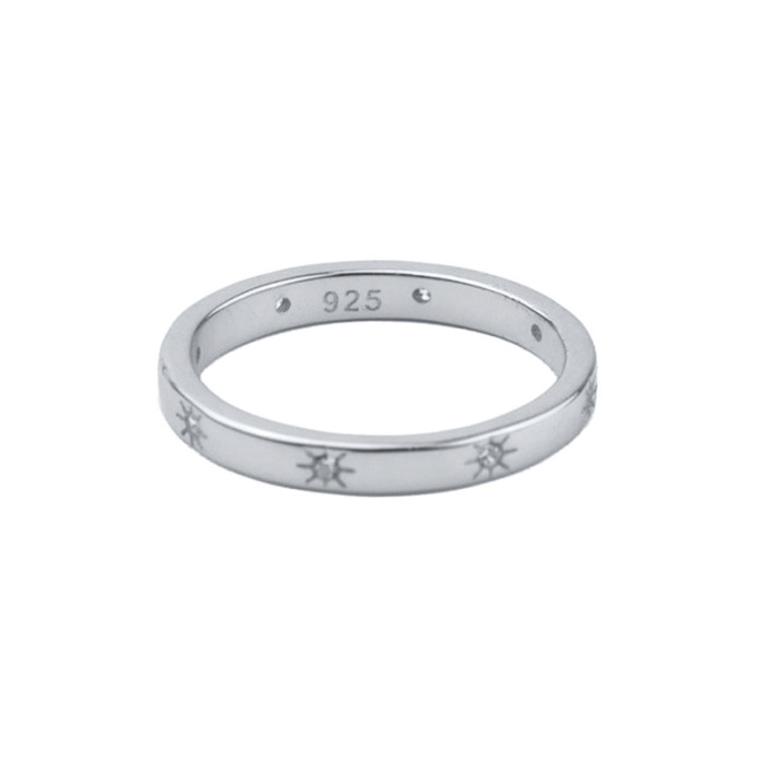 S925 Sterling Silver Creative Trendy INS Eight-Pointed Star Inlaid Stone Ring AliExpress Hot Sale Fashion Minimalist...