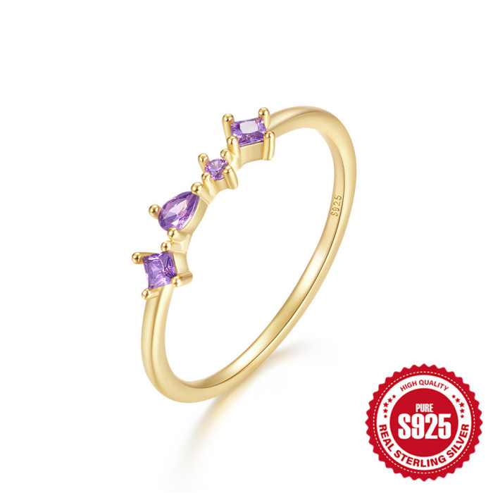 New S925 Sterling Silver Inlaid Diamond Thin Ring Korean Style Elegant High-end Fashion Internet Celebrity Hot-selling Ring