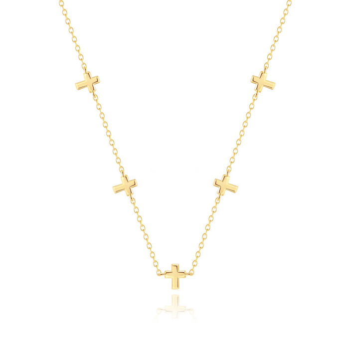 S925 Sterling Silver Minimalist INS Hip Hop Cross Pendant Clavicle Chain Amazon Hot-Selling Personality Temperament Necklace for Women