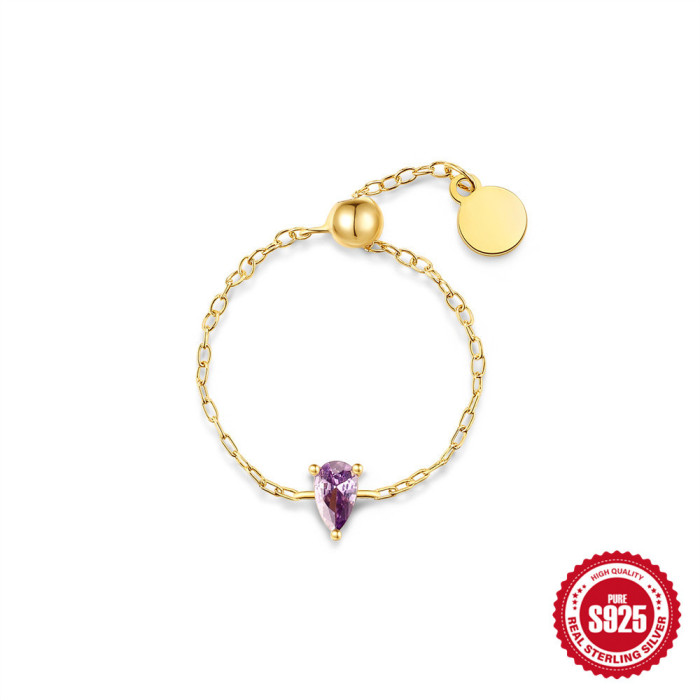 S925 Sterling Silver Unique Design Pull Chain Ring New Niche Heart Adjustable Index Finger Ring, Necklaces