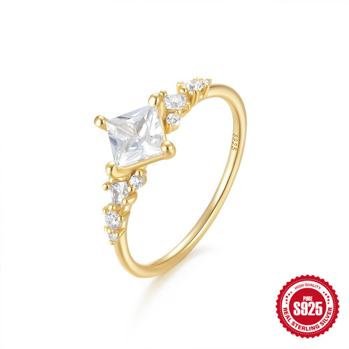 S925 Sterling Silver Cluster Diamond Wedding Ring European and American Hot Selling Light Luxury High-end Ring