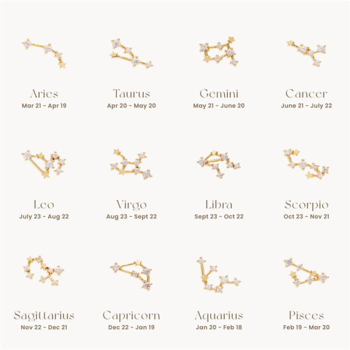 S925 Sterling Silver Irregular Zodiac Sign Stone-Studded Pentagram Earrings Bestselling Creative Style Earrings for...