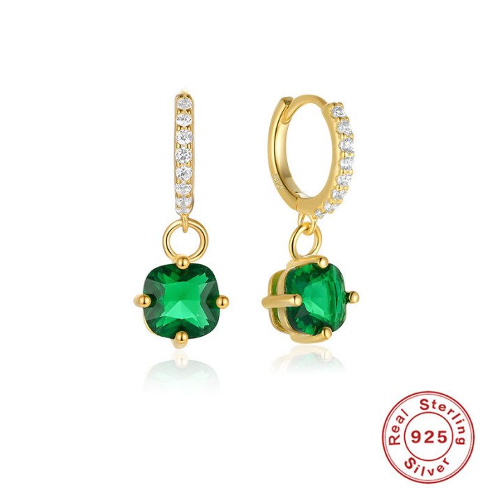 S925 Sterling Silver Hand-Cut Round Zircon Earrings Hoop European and American French Style Super Sparkling Inlaid Diamond Light Luxury Earrings for Women