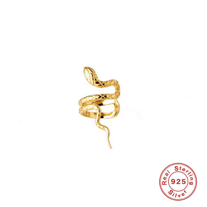 S925 Sterling Silver Single Cold Style Snake-Shaped Ear Clip Trendy INS Style Personality Creative Non-Pierced Women's Earrings