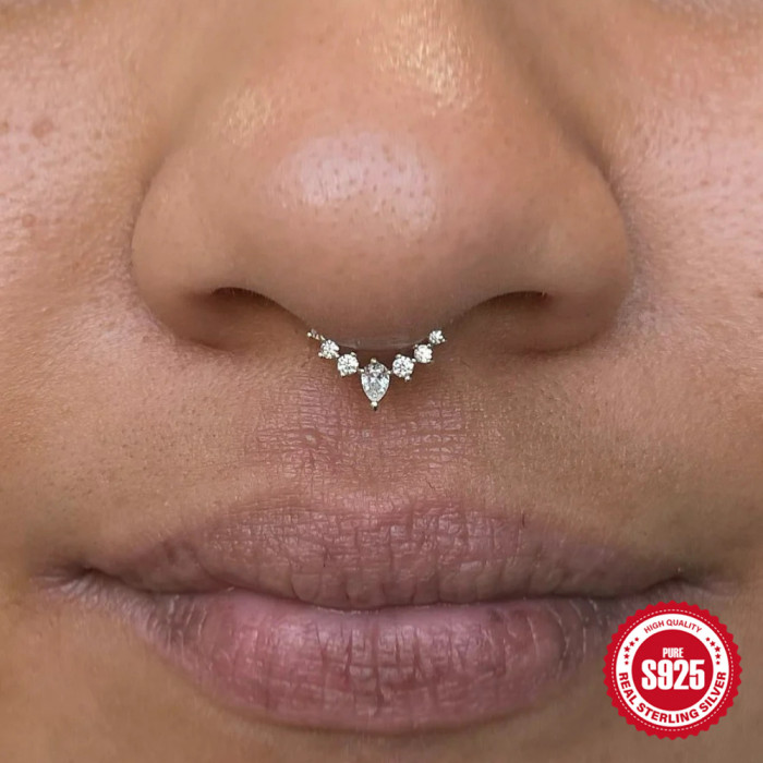 S925 Sterling Silver INS Style Diamond-Studded Round Soft Bone Earrings Studs European and American Fashion Body Piercing Nose Ring Ear Bone Studs