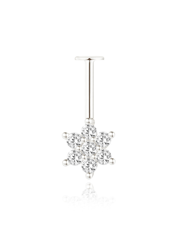 S925 Sterling Silver Classic Marquise Diamond Flat Head Threaded Piercing Ear Bone Stud European and American New Hot Selling Light Luxury Ear Jewelry