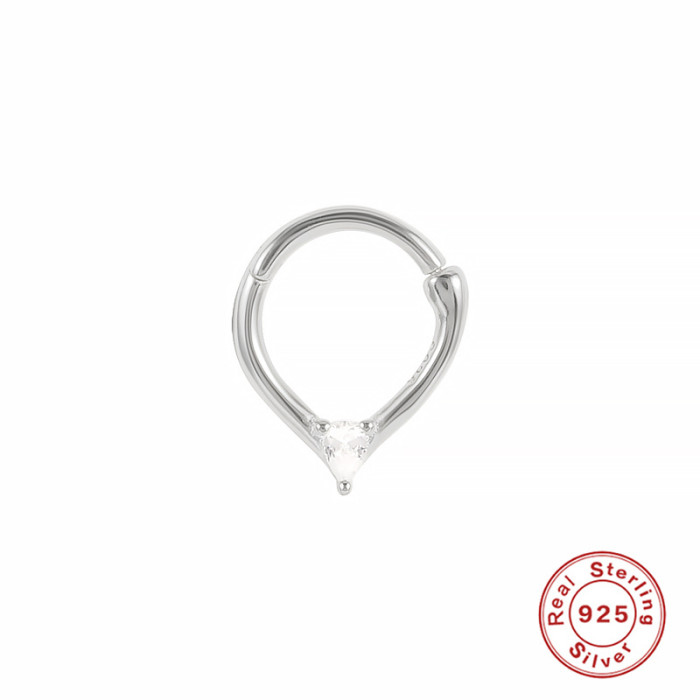 S925 Sterling Silver Water Drop Diamond-Studded Piercing Cartilage Hoop Earrings Cross-Border Hot Sale Personality Trendy INS Style Nose Ring Ear Bone Stud