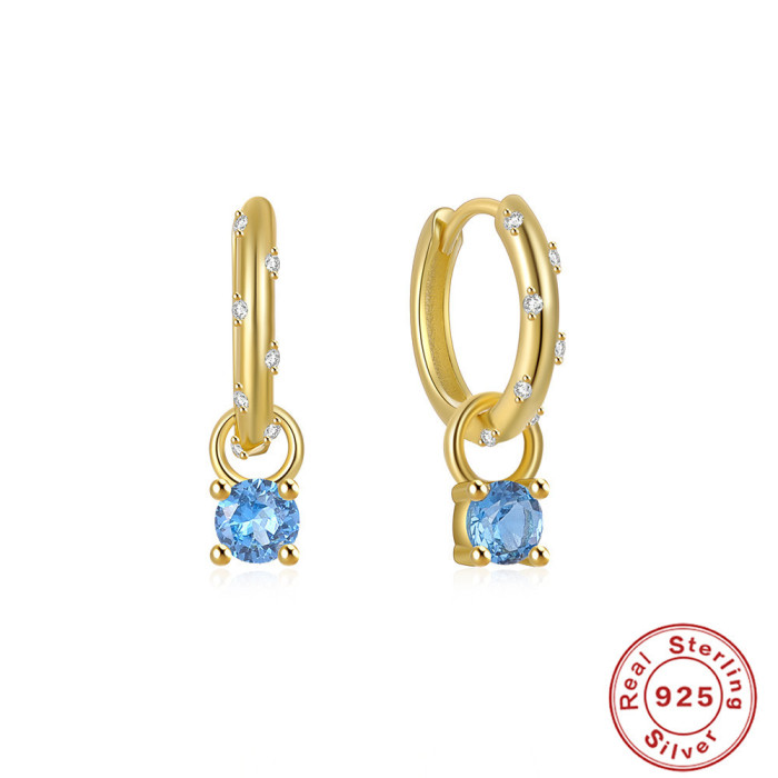 S925 Sterling Silver Classic Hoop Earrings Ear Cuffs European and American Trend Ins Minimalist Style Personality Colorful Diamond Earrings Ear Jewelry