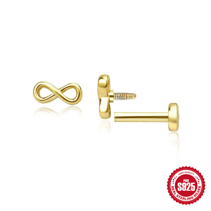 New S925 Sterling Silver Diamond-Studded Ear Bone Stud 16G Flat Head Threaded Piercing Cartilage Stud Ear Cartilage Stud Ear Jewelry