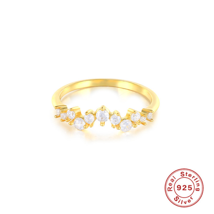 S925 Sterling Silver Creative Irregular Single Row Diamond-Studded Ring Korean Style Elegant Internet Celebrity Hot-Selling Style Index Finger Ring