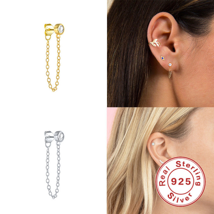 New Hot-Selling S925 Sterling Silver Drop Earrings Ear Line European and American Hot-Selling Light Luxury Personality Versatile Stud Earrings Ear Clips Ear Jewelry