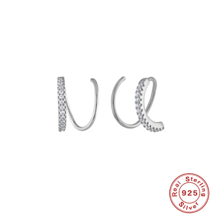 S925 Sterling Silver Twist Bar Earrings with Diamonds Korean Niche Light Stud Earrings European and American High-end INS Creative Hoop Earrings