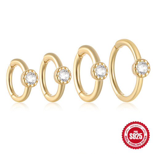 S925 Sterling Silver Single Diamond Soft Bone Ear Hoop Ear Clip European and American Hot Selling Creative Personality Trendy INS Earrings Ear Jewelry