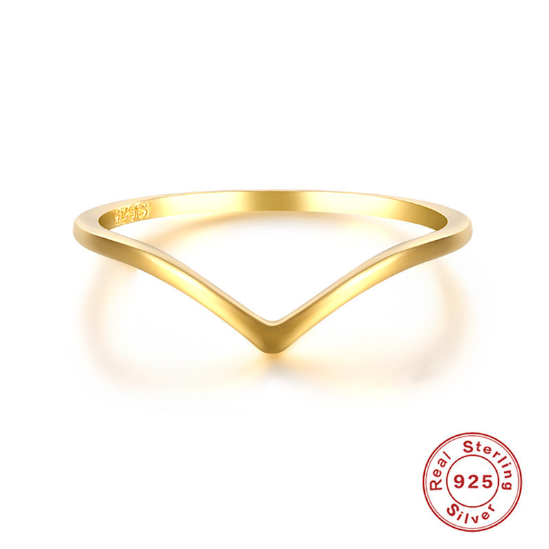 S925 Sterling Silver V-Shaped Thin Ring Creative Style Pure Silver Grade Simple Smooth Line V-Shaped Personality Thin Ring for Women
