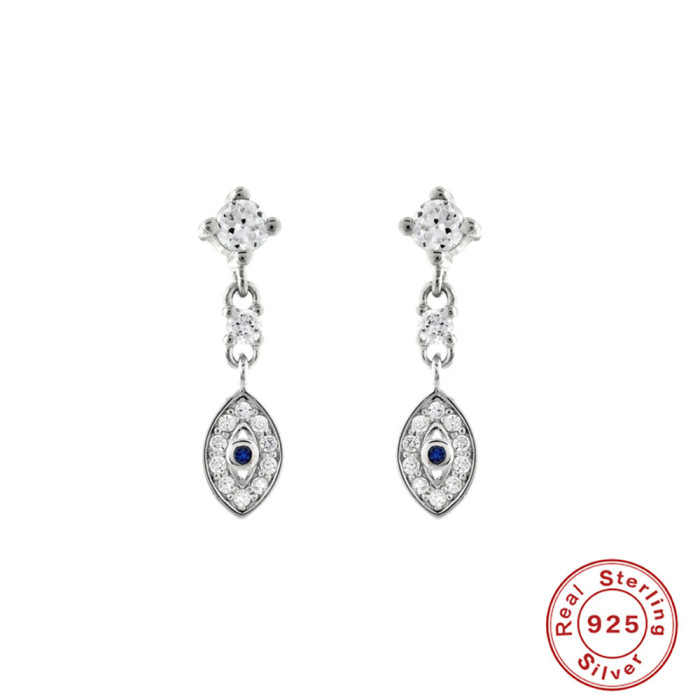 S925 Sterling Silver Personality Earrings Hoop Earrings Hot-Selling Ear Clips Earrings Street Fashion Chain Earrings Demon Eye Ear Jewelry