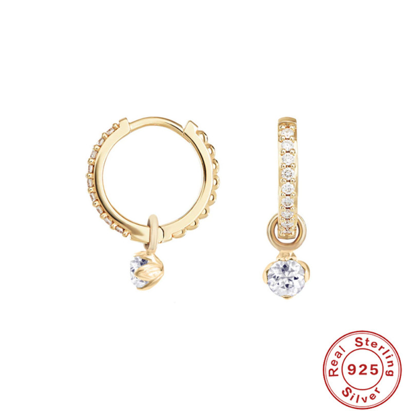 S925 Sterling Silver Light Luxury Elegant Diamond-Studded Hoop Earrings Ear Clips Earrings European and American Cross-Border Hot-Selling Creative INS Style Earrings